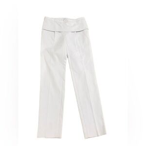 Icb New York off white straight leg cropped pant front panel side zip size 2